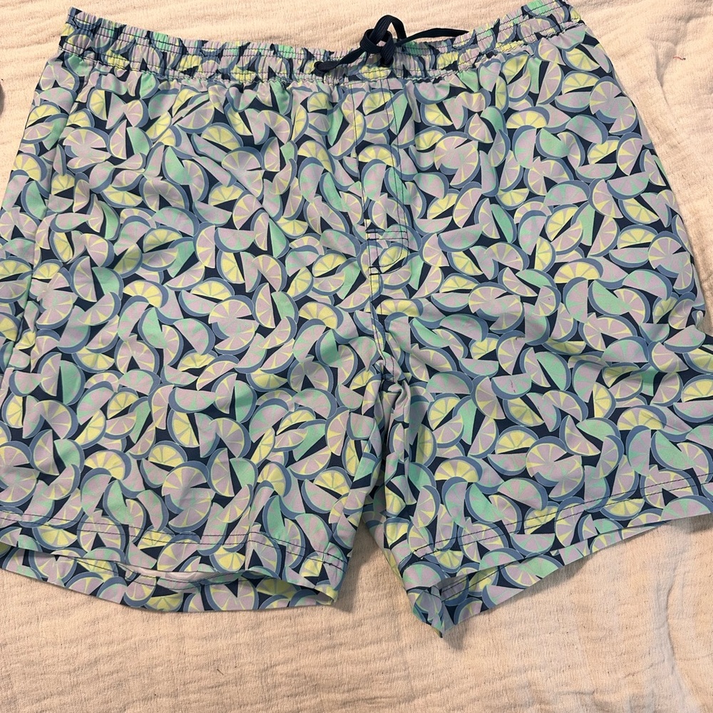 Southern Proper Leafy Blue Swim Trunks
